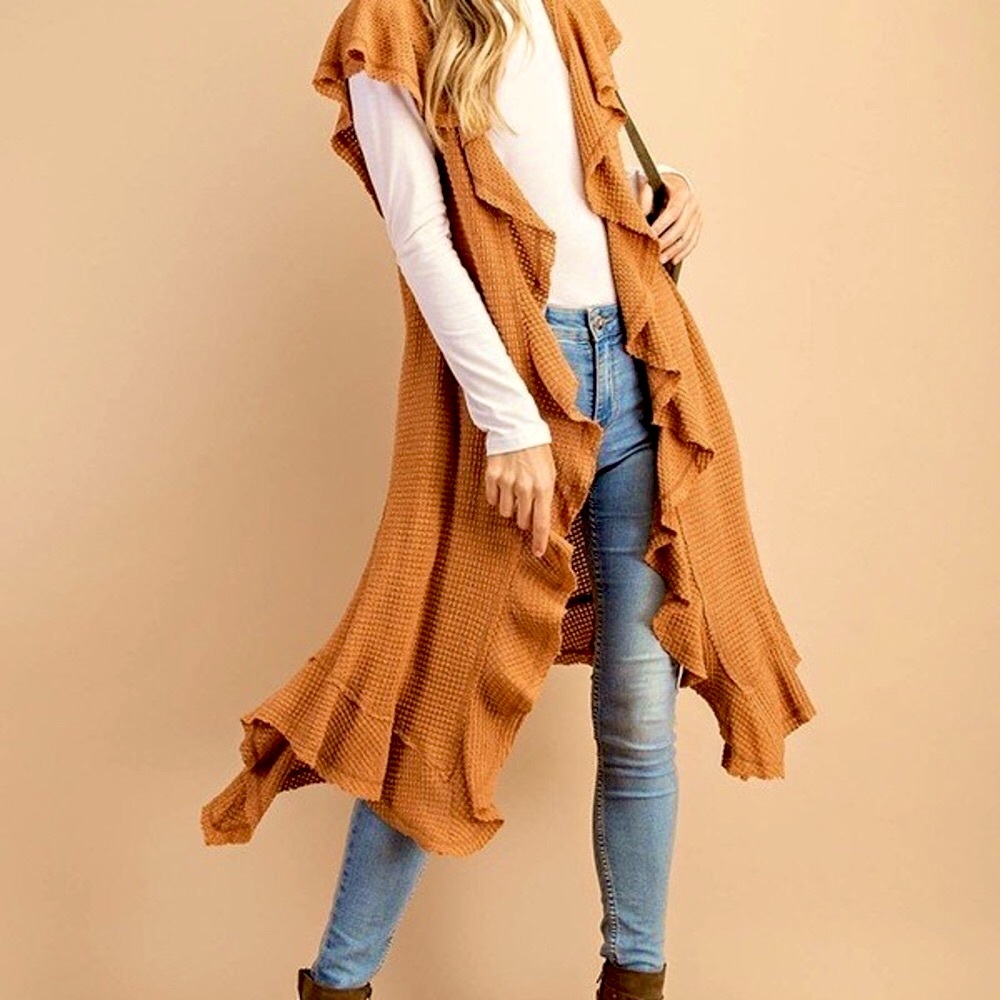 BOHO SWEATER OPEN JACKET WITH HOOD & POCKETS - Picture 3 of 8